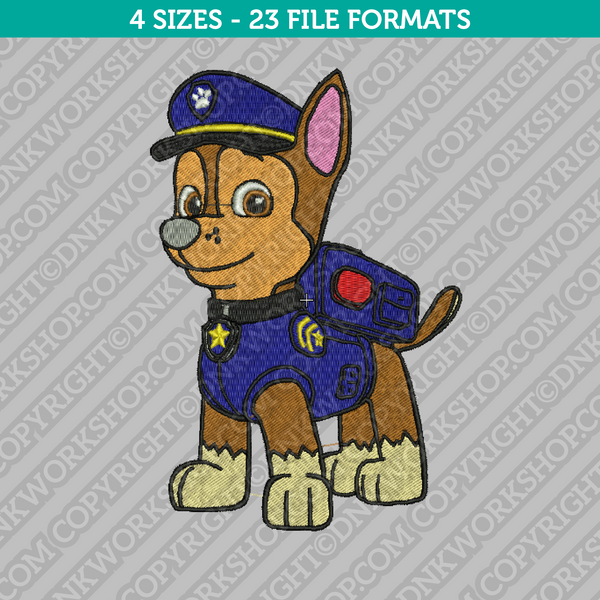 Paw Patrol Chase Embroidery Design - 4 Sizes - INSTANT DOWNLOAD 