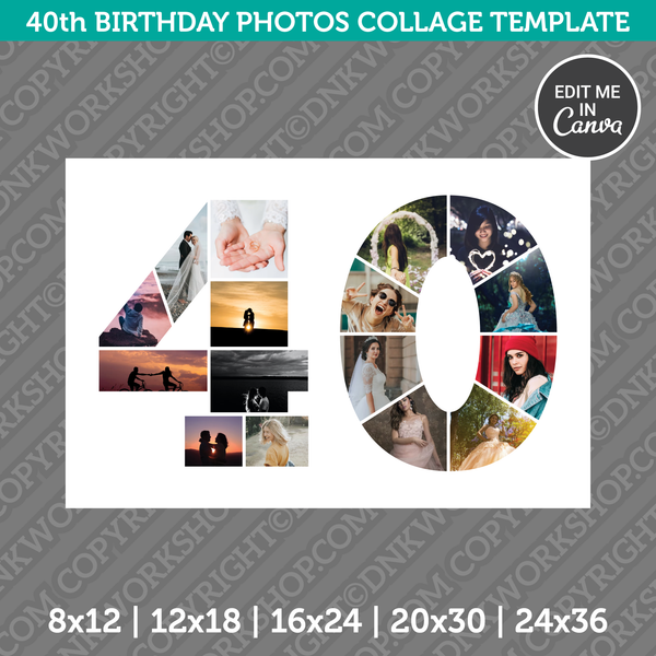 40th Birthday Canva Photo Collage Template