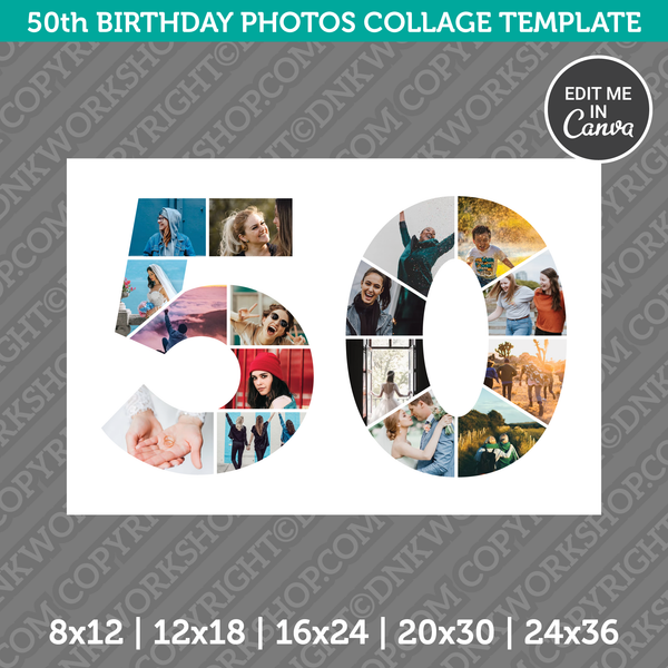 50th Birthday Canva Photo Collage Template