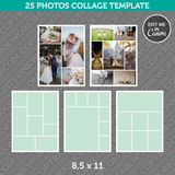 25 Photo Collage Template 8,5x11 Inch