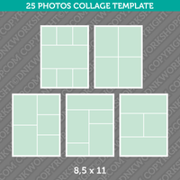 25 Photo Collage Template 8,5x11 Inch