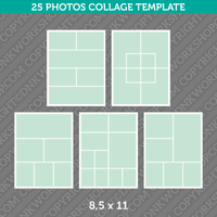 25 Photo Collage Template 8,5x11 Inch