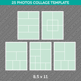 25 Photo Collage Template 8,5x11 Inch