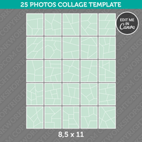 25 Photo Collage Template 8,5 x 11 Inch for Canva