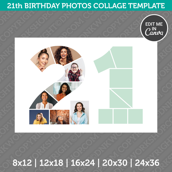 21th Birthday Photos Collage Template
