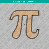Pi Sign Symbol Embroidery Design - 5 Sizes 