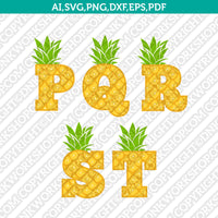 Pineapple Pattern Letter Font Alphabet Lettering Party SVG Vector Silhouette Cameo Cricut Cut File Clipart Png Dxf Eps