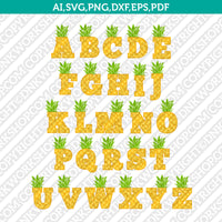 Pineapple Pattern Letter Font Alphabet Lettering Party SVG Vector Silhouette Cameo Cricut Cut File Clipart Png Dxf Eps