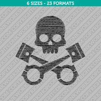 Piston Head Skull Embroidery Design