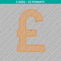 Pound Sterling Symbol Currency Sign Embroidery Design - 5 Sizes