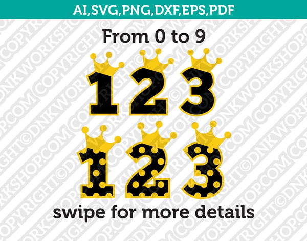Prince Baby Boy Numbers Birthday Party SVG Vector Silhouette Cameo Cricut Cut File Clipart Png Eps Dxf
