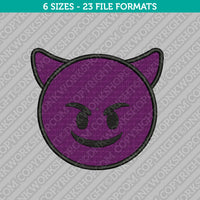 Purple Evil Grin Emoji Emoticon Machine Embroidery Design