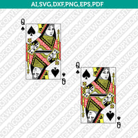 Queen of Spades Playing SVG Vector Silhouette Cameo Cricut Cut File Clipart Png Dxf Eps