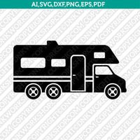 RV Motorhome SVG Vector Silhouette Cameo Cricut Cut File Clipart Png Dxf Eps
