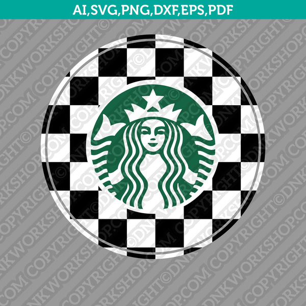 Checkered Starbucks Cups Border Decal 