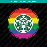 Rainbow Starbucks SVG Tumbler Mug Cold Cup Sticker Decal Silhouette Cameo Cricut CutFile Png Eps Dxf