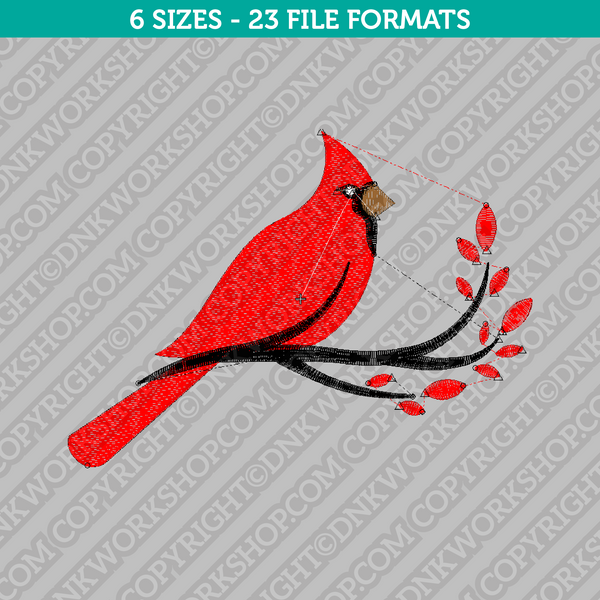 Cardinal Bird Stitched Embroidery Design