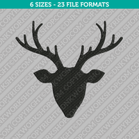 Reindeer Deer Head Embroidery Design - 6 Sizes - INSTANT DOWNLOAD 