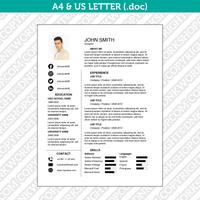 Resume Editable Invoice Template Word Printable Receipt Digital Order Form | A4 & US Letter.