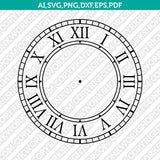 Roman-Numeral-Vintage-Clock-Face-Template-Cricut-Silhouette-Svg-Vector-Clip-Art-Design-Eps-Png-Dxf-Cut-File-Stencil
