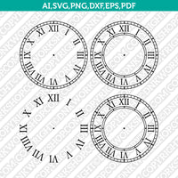 Roman-Numeral-Vintage-Clock-Face-Template-Cricut-Silhouette-Svg-Vector-Clip-Art-Design-Eps-Png-Dxf-Cut-File-Stencil
