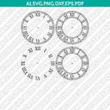 Roman Numeral Vintage Clock Face Template Cricut Silhouette Svg Vector Clip Art Design Eps Png Dxf Cut File Stencil
