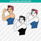 Rosie The Riveter Girl Power SVG Cut File Cricut Vector Sticker Decal Silhouette Cameo Dxf PNG Eps