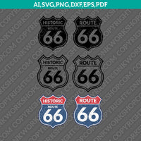 Route 66 Logo Sign SVG Silhouette Cameo Cricut Cut File Clipart Png Eps Dxf Vector pdf