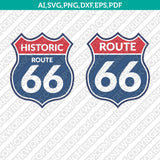 Route 66 Logo Sign SVG Silhouette Cameo Cricut Cut File Clipart Png Eps Dxf Vector pdf