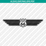 Route 66 Wings SVG Vector Silhouette Cameo Cricut Cut File Clipart Png Dxf Eps