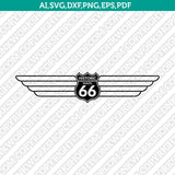 Route 66 Wings SVG Vector Silhouette Cameo Cricut Cut File Clipart Png Dxf Eps