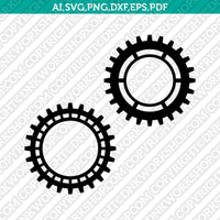 Scalloped Gear Wheels Cogs Steampunk Monogram SVG Cricut Cut File Clipart Png Eps Dxf