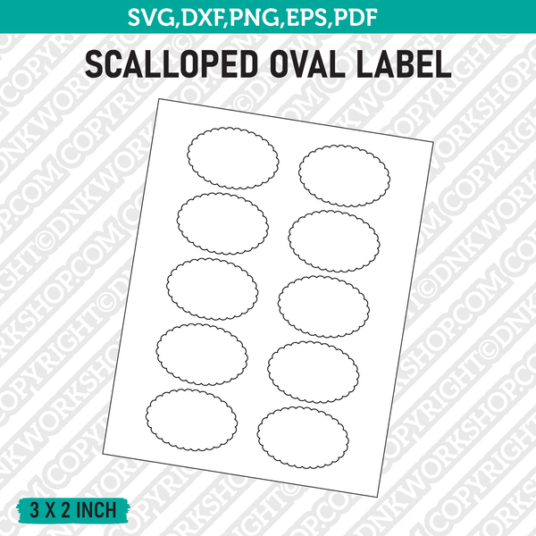 Scalloped Oval Label Template SVG Vector Cricut Cut File Clipart Png Eps Dxf