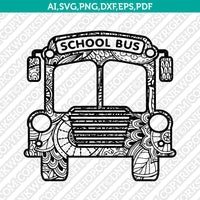 School Bus Zentangle SVG Cut File Cricut Vector Sticker Decal Silhouette Cameo Dxf PNG Eps