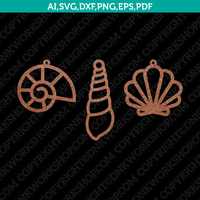 Sea Snail Shell Nautilus Earring Svg Pendant Faux Leather Jewelry Template Cut File Silhouette Cameo Cricut Clipart Dxf Eps