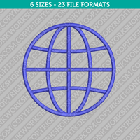 Simple Globe Embroidery Design - 6 Sizes - INSTANT DOWNLOAD 