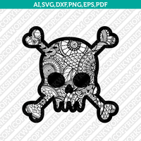 Skeleton Skull Halloween Zentangle SVG Laser Cut File Cricut Silhouette Cameo Clipart Png Eps Dxf Vector