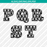 Skull Letters Bones Fonts Alphabet Lettering Birthday Party SVG Vector Silhouette Cameo Cricut Cut File Clipart Png Dxf Eps