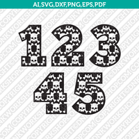 Skull Numbers Bones SVG Vector Silhouette Cameo Cricut CutFile Clipart Png Dxf Eps Scrapbook Card Making Greeting Invitations Birthday Party