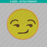 Smirk Face Emoji Emoticon Machine Embroidery Design