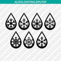 Snowflake Earring SVG Vector Silhouette Cameo Cricut Laser Cut File Dxf Eps Clipart Png