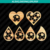 Soccer Earring Laser Cut Template SVG Laser Cut File Cricut Silhouette Cameo Clipart Png Eps Dxf Vector