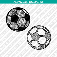 Soccer Mandala Zentangle SVG Cricut Cut File Clipart Png Eps Dxf Vector