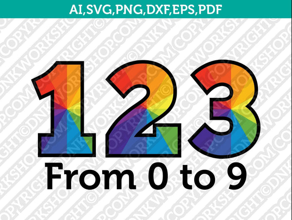 Spectrum Colors Spectral Rainbow Numbers SVG Cut File Vector Silhouette Cameo Cricut Clipart Png Dxf Eps