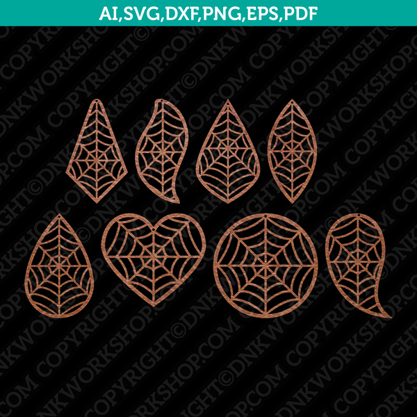 Spiderweb Earring SVG Vector Silhouette Cameo Cricut Laser Cut File Dxf Eps Clipart Png