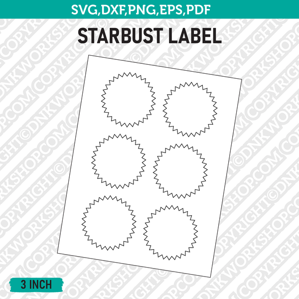 Starburst Label Template SVG Vector Cricut Cut File Clipart Png Eps Dxf