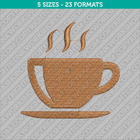 Steaming Coffee Cup Embroidery Design