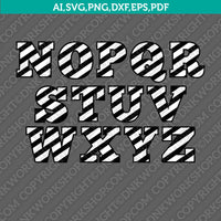 Striped Letters Font Alphabet Birthday Party SVG Vector Silhouette Cameo Cricut Cut File Clipart Png Dxf Eps