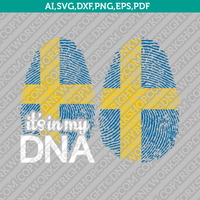 Sweden Its In My DNA Fingerprint SVG Vector Silhouette Cameo Cricut Cut File Clipart