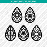 Teardrop Ornament Earring template Laser Cut File Vector Clipart Png Dxf Eps